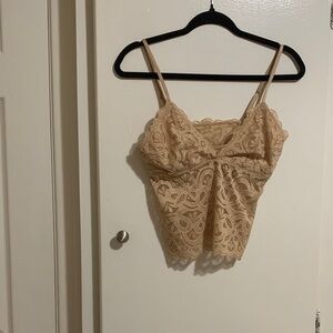 Aerie Lace Cami Top in Beige